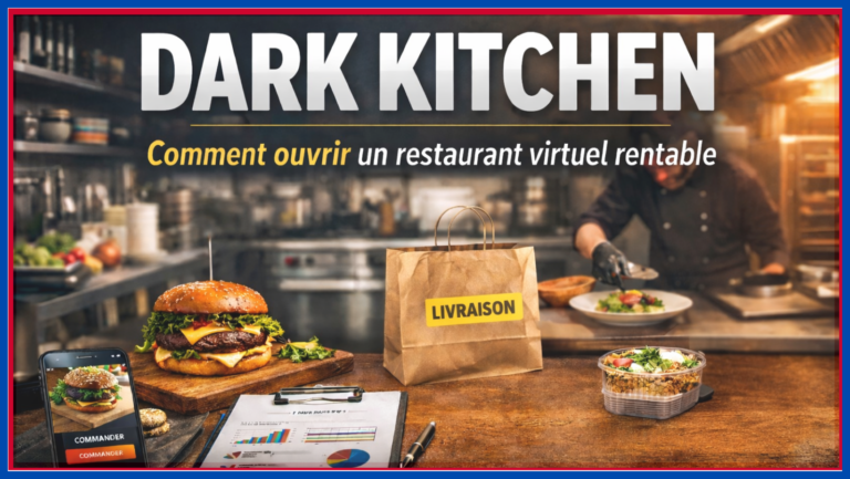 Visuel dark kitchen : comment ouvrir un restaurant virtuel rentable avec business plan, livraison et stratégie digitale