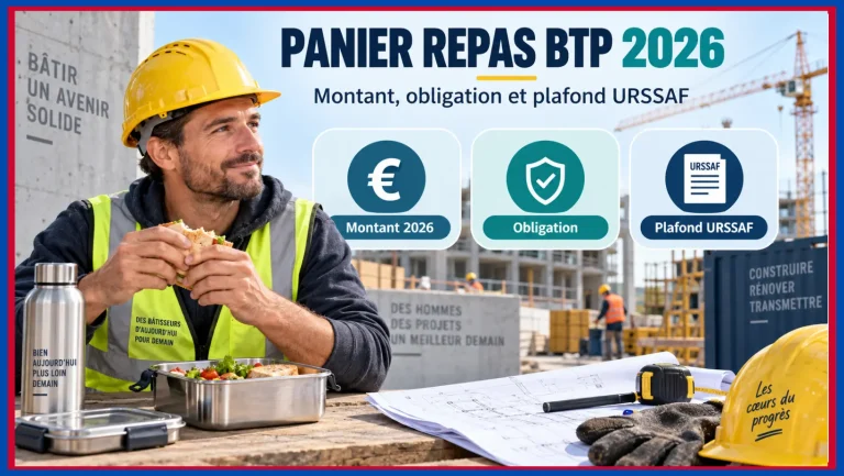 Panier repas BTP 2026 : montant, obligation et plafond URSSAF