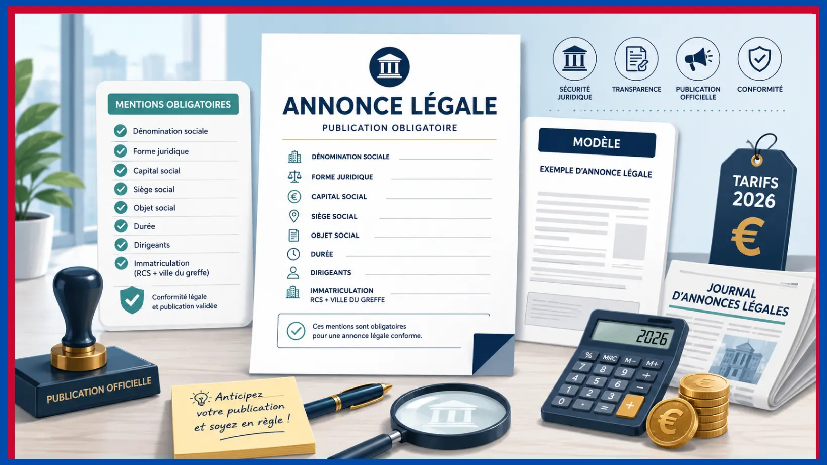 You are currently viewing Rédiger une annonce légale : mentions obligatoires, modèle et tarifs 2026