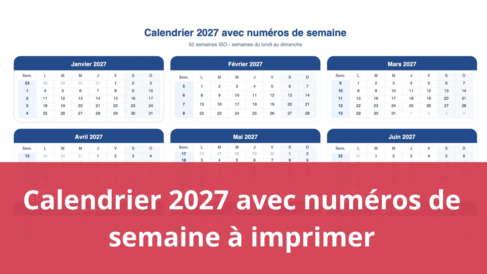 You are currently viewing Calendrier 2027 avec numéros de semaine