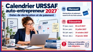 Lire la suite à propos de l’article Calendrier URSSAF auto-entrepreneur 2027 : dates de déclaration et de paiement